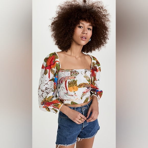 FARM Rio Tops - NWT Farm Rio Off White Forest Birds Blouse